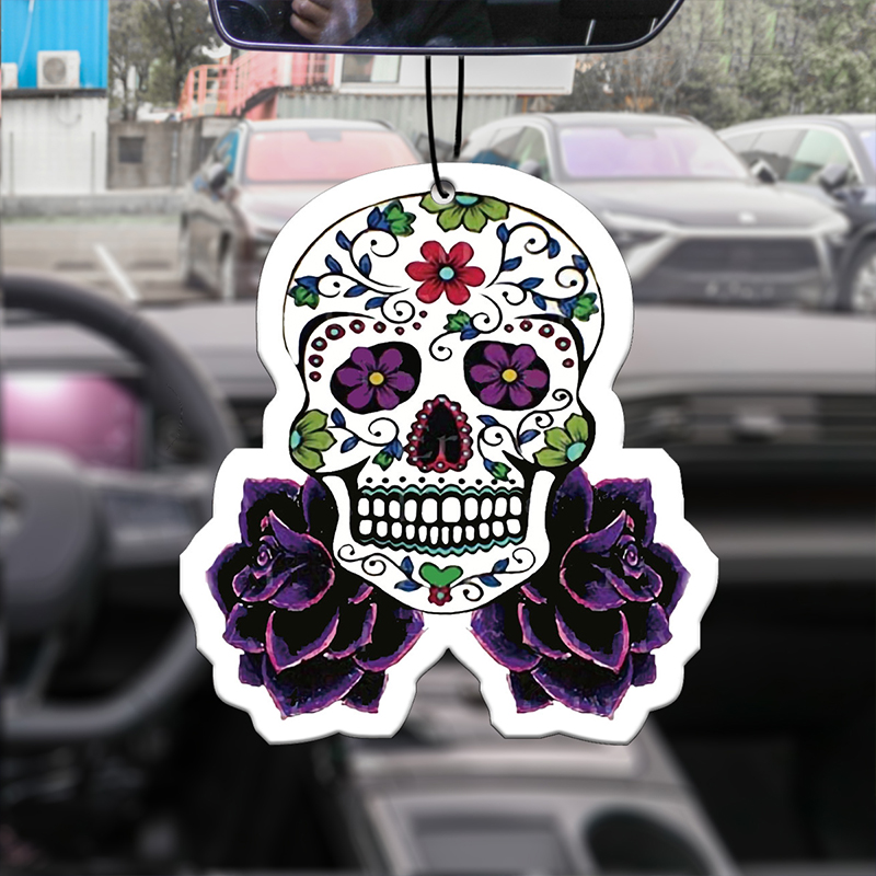 Purple printed skull head car- – Perfume Fragrance Powder recenzja i cena