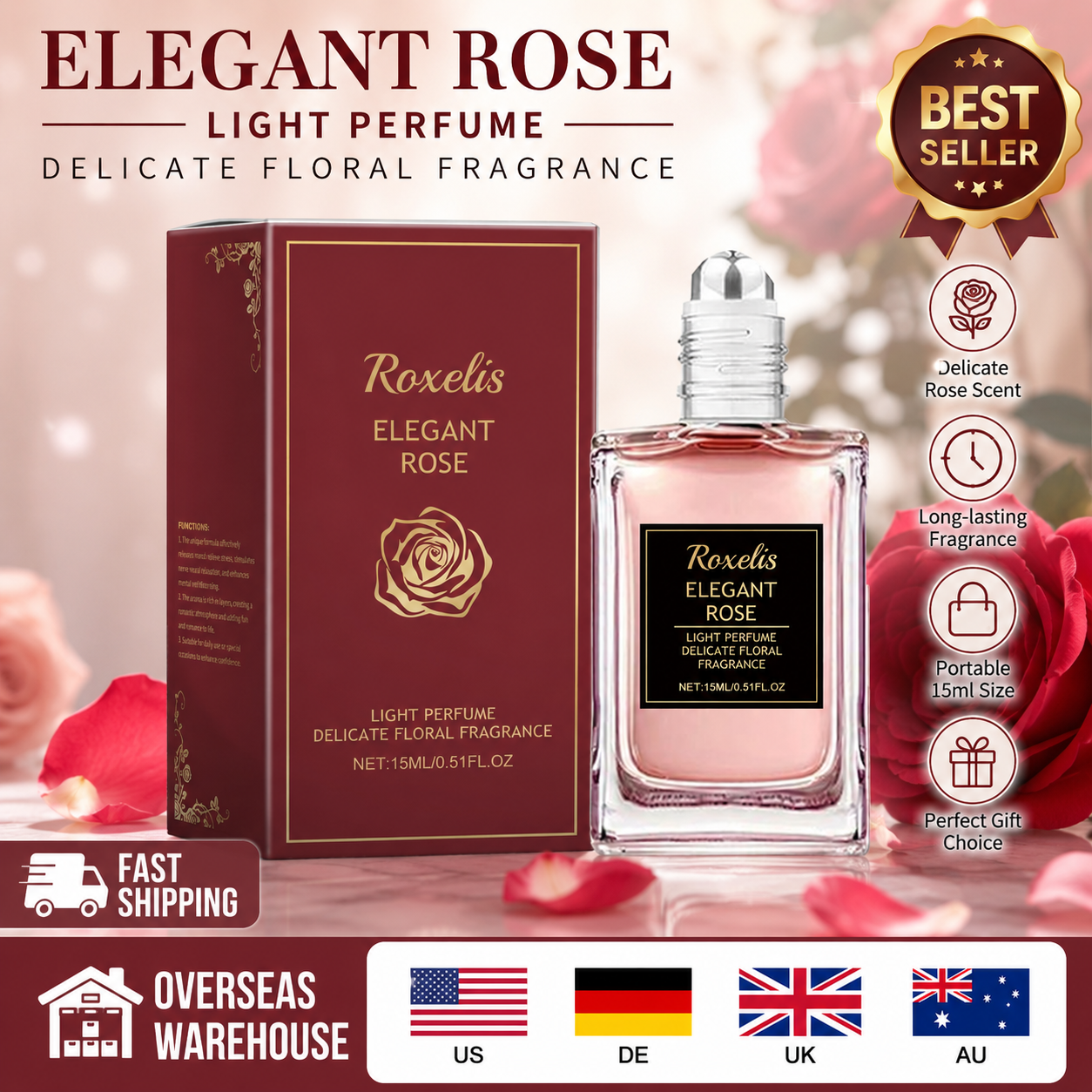15ml Rose Floral Roll on Perfu – Perfume Light Fragrance recenzja i cena