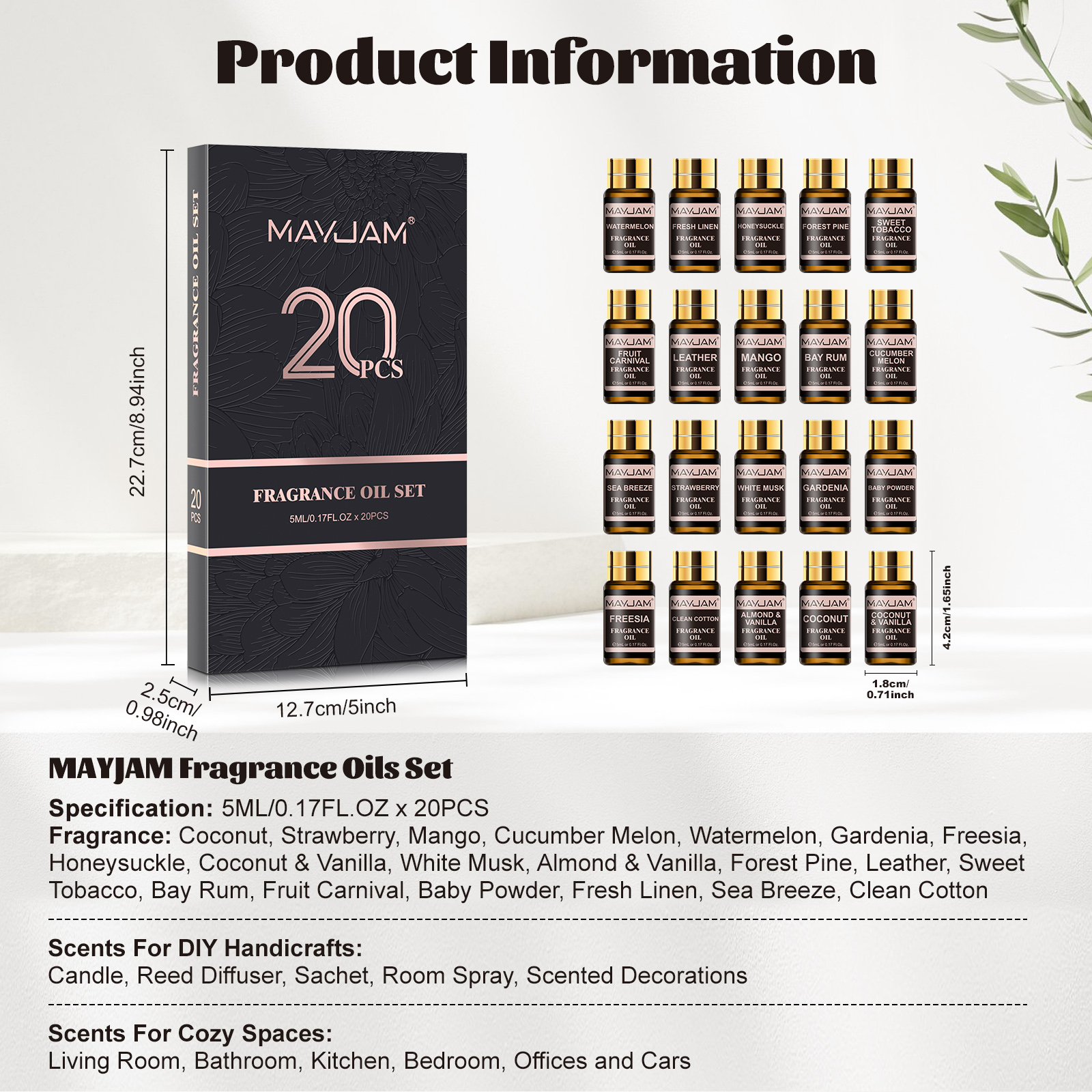 MAYJAM 20pcs Fragrance Oil Gif – Perfume Fragrance Powder recenzja i cena